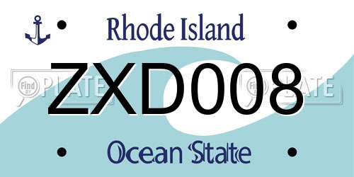 ZXD008 Rhode Island License Plate