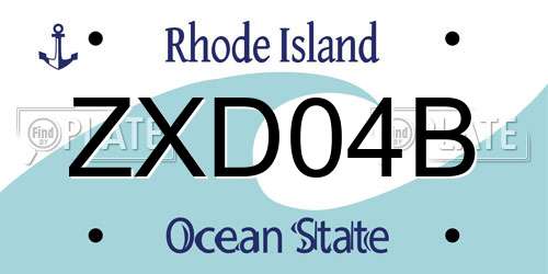 ZXD04B Rhode Island License Plate