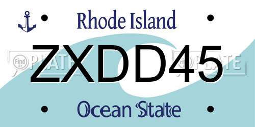 ZXDD45 Rhode Island License Plate