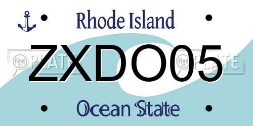 ZXDO05 Rhode Island License Plate