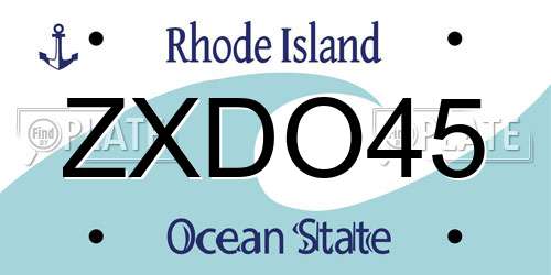 ZXDO45 Rhode Island License Plate