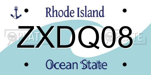 ZXDQ08 Rhode Island License Plate