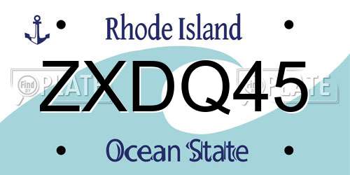 ZXDQ45 Rhode Island License Plate