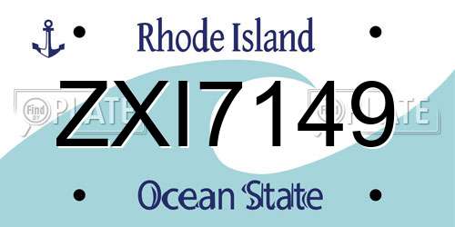 ZXI7149 Rhode Island License Plate
