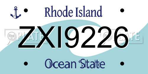 ZXI9226 Rhode Island License Plate