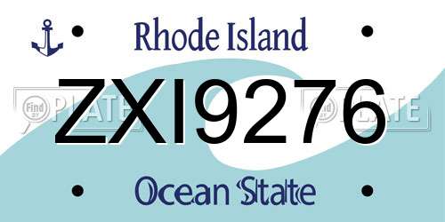 ZXI9276 Rhode Island License Plate