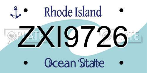 ZXI9726 Rhode Island License Plate