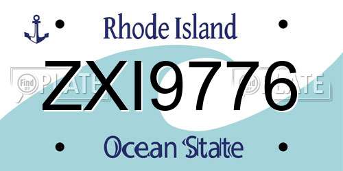 ZXI9776 Rhode Island License Plate