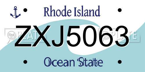 ZXJ5063 Rhode Island License Plate