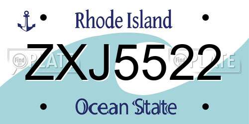 ZXJ5522 Rhode Island License Plate