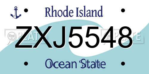 ZXJ5548 Rhode Island License Plate