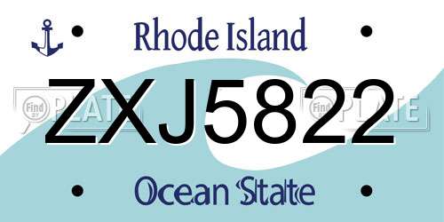 ZXJ5822 Rhode Island License Plate
