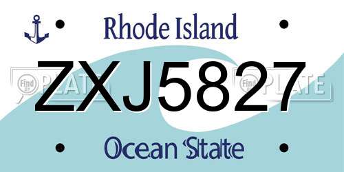 ZXJ5827 Rhode Island License Plate