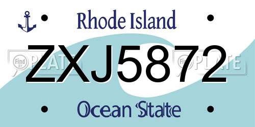 ZXJ5872 Rhode Island License Plate