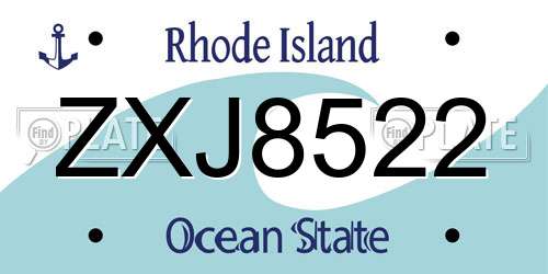 ZXJ8522 Rhode Island License Plate