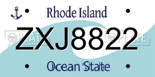 ZXJ8822 Rhode Island License Plate