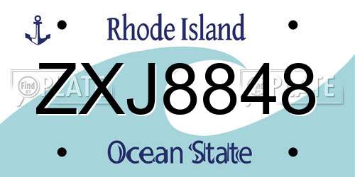 ZXJ8848 Rhode Island License Plate