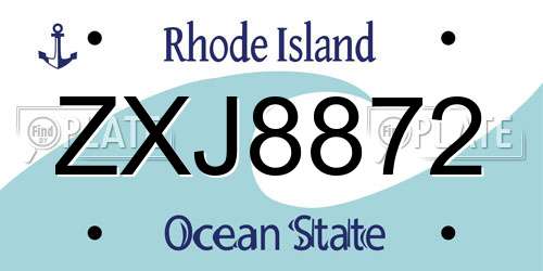 ZXJ8872 Rhode Island License Plate