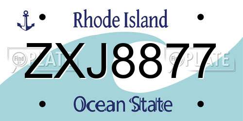 ZXJ8877 Rhode Island License Plate