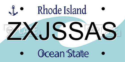 ZXJSSAS Rhode Island License Plate