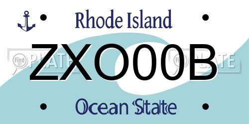 ZXO00B Rhode Island License Plate