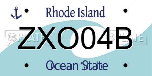 ZXO04B Rhode Island License Plate