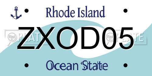 ZXOD05 Rhode Island License Plate