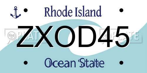 ZXOD45 Rhode Island License Plate