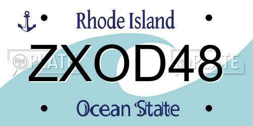 ZXOD48 Rhode Island License Plate