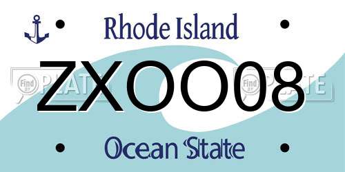 ZXOO08 Rhode Island License Plate