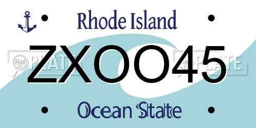 ZXOO45 Rhode Island License Plate