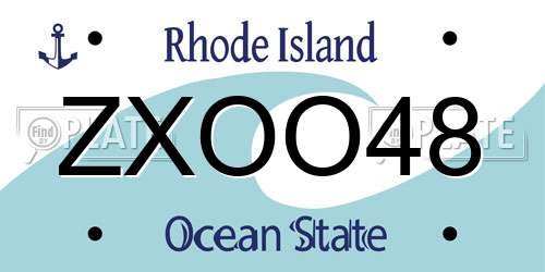 ZXOO48 Rhode Island License Plate