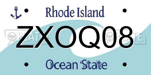 ZXOQ08 Rhode Island License Plate