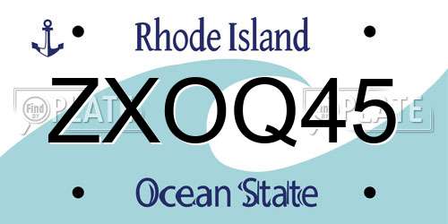 ZXOQ45 Rhode Island License Plate