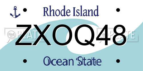 ZXOQ48 Rhode Island License Plate