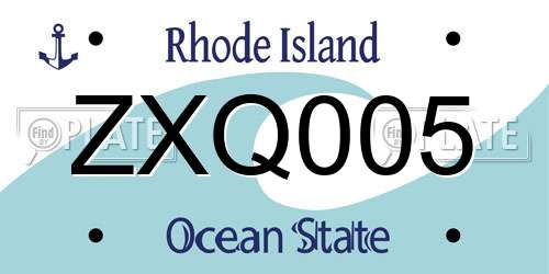ZXQ005 Rhode Island License Plate