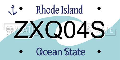 ZXQ04S Rhode Island License Plate