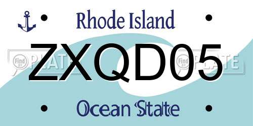 ZXQD05 Rhode Island License Plate