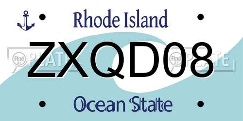ZXQD08 Rhode Island License Plate
