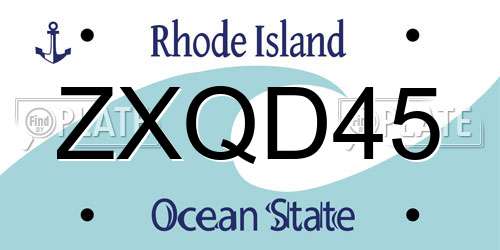 ZXQD45 Rhode Island License Plate