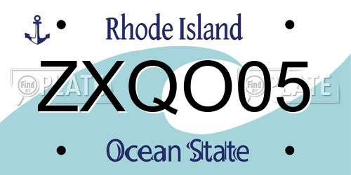 ZXQO05 Rhode Island License Plate