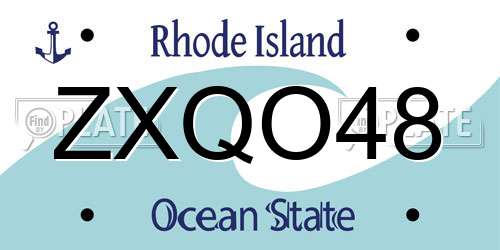 ZXQO48 Rhode Island License Plate
