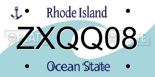 ZXQQ08 Rhode Island License Plate