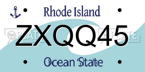 ZXQQ45 Rhode Island License Plate