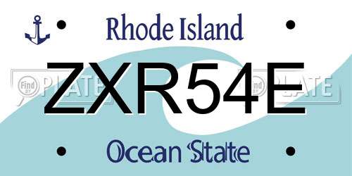 ZXR54E Rhode Island License Plate