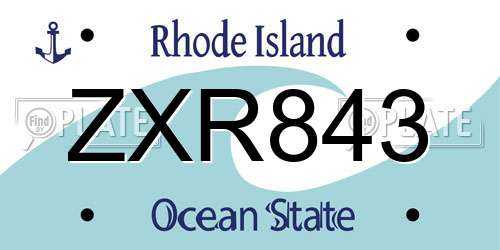 ZXR843 Rhode Island License Plate