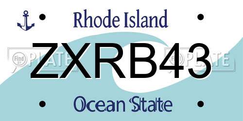 ZXRB43 Rhode Island License Plate