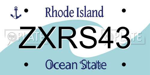 ZXRS43 Rhode Island License Plate