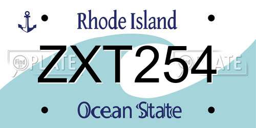 ZXT254 Rhode Island License Plate