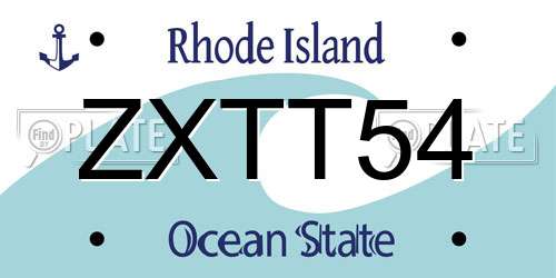 ZXTT54 Rhode Island License Plate